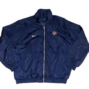 VINTAGE Nike Track Jacket Mens XL Blue Track Zip Swoosh Windbreaker 90s FullZip